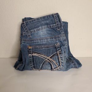 No Boundaries Blue Double Button Skinny Jeans Size 7